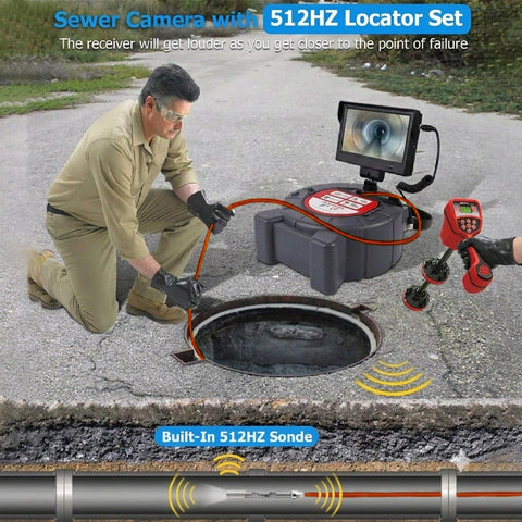 Free Ridgid Scout With Maxi Reel Sewer Inspection Camera with 512Hz Locator, 165ft Self-Leveling Snake Camera, 9" Touch HD Screen, DVR, Adjustable LEDs, 16GB SD Card, IP68 Waterproof for Sewer and Drainage Pipes -165ft