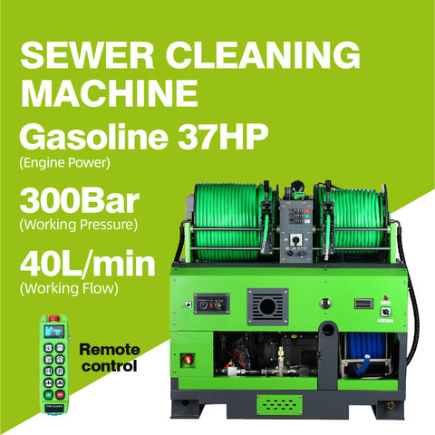 Jetter Skid - Van, Truck or Trailer Mounted Two-Cylinder Gasoline Engine High-Pressure Sewer Cleaning Machine With Remote Controls