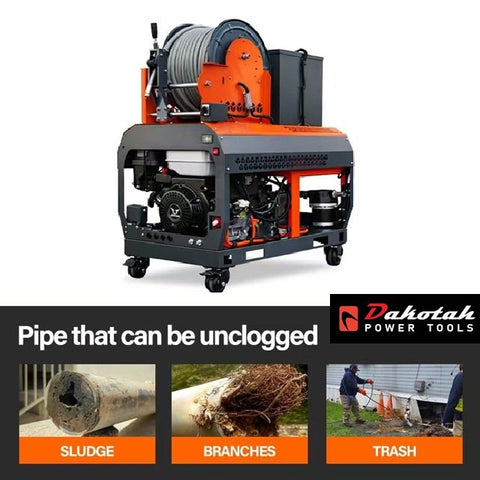 2900PSI High Pressure Sewer Jet Machine 9GPM 19HP Household Drain Residential Pipeline Washing Equipment