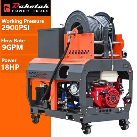 2900PSI Small Sewer Cleaning Machine 9GPM Sewer Jetter 5/16 50m Hose Sewer Hydro Jetter