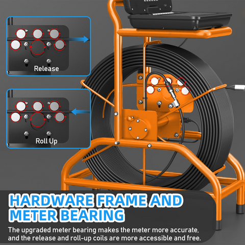 230 ft Pipe Camera with Free Locator, 230ft Self-Leveling Pipe Camera 512Hz Sonde Meter Counter, Built-in Microphone & Speaker, 1080P 10" IPS Monitor, IP68 Waterproof Pipe Inspection Camera with DVR