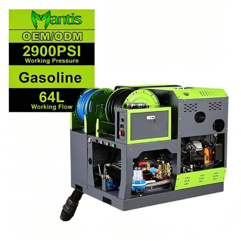 27Hp Power 64L/Min Water Jet Hydroblasting Sewage Plumbing Drain Block Cleaning Oil Pipeline Unclogging Machine
