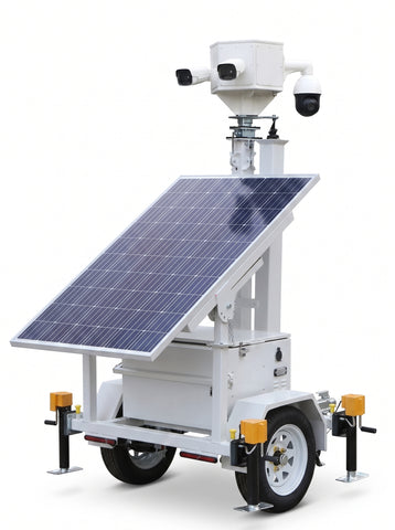 Mobile Solar Power Trailer | 1300W Off-Grid Energy System & 30ft Mast | 15-30ft Telescopic Mast Power Station
