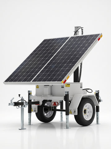 Mobile Solar Power Trailer | 1300W Off-Grid Energy System & 30ft Mast | 15-30ft Telescopic Mast Power Station