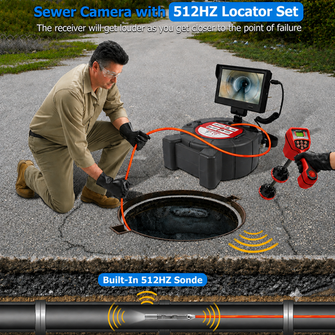Free Ridgid Scout With Maxi Reel Sewer Inspection Camera with 512Hz Locator, 165ft Self-Leveling Snake Camera, 9" Touch HD Screen, DVR, Adjustable LEDs, 16GB SD Card, IP68 Waterproof for Sewer and Drainage Pipes -165ft