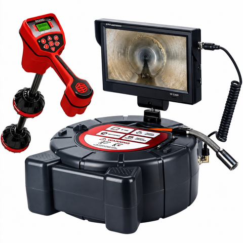 Free Ridgid Scout With Maxi Reel Sewer Inspection Camera with 512Hz Locator, 165ft Self-Leveling Snake Camera, 9" Touch HD Screen, DVR, Adjustable LEDs, 16GB SD Card, IP68 Waterproof for Sewer and Drainage Pipes -165ft