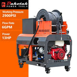 2900PSI Gasoline Sewer Jetter 6GPM Drain Cleaner Machine 13HP Pipe Cleaning Pressure Machine