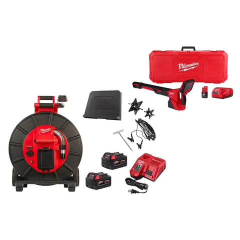 Milwaukee M18 18-Volt Lithium-Ion Cordless 200 ft. Pipe Camera Inspection System Image Reel Kit w/M12 Pipeline Locator Kit (2-Tool)