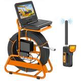 Inspection Camera with Free Locator, Self-Leveling Sewer Camera 512Hz Sonde Meter Counter, Built-in Microphone & Speaker, 1080P 10" IPS Monitor, IP68 Waterproof Pipe Inspection Camera with DVR