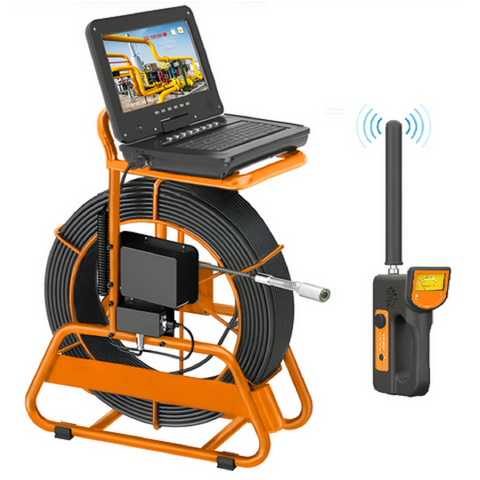 Ridgid Carry Case MPE Sewer Inspection Camera with Free Locator 165 ft -330 ft Ridgid Cable 10 Inch IPS 1080P Screen and Meter Counter+Self-Leveling 512HZ Locator+Diameter 7mm thick ridgid cable