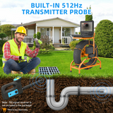 230 ft Pipe Camera with Free Locator, 230ft Self-Leveling Pipe Camera 512Hz Sonde Meter Counter, Built-in Microphone & Speaker, 1080P 10" IPS Monitor, IP68 Waterproof Pipe Inspection Camera with DVR