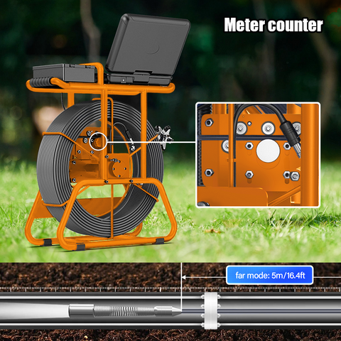 Home Inspection Camera with Free Locator, Self-Leveling Sewer Camera 512Hz Sonde Meter Counter, Built-in Microphone & Speaker, 1080P 10" IPS Monitor, IP68 Waterproof Pipe Inspection Camera with DVR