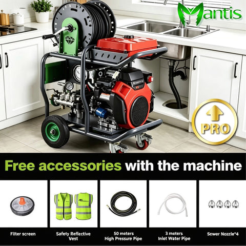 4350Psi 35L/min Gasoline Sewer Cleaning Machine 50M Hose Industrial High Pressure Drain Pipe Jetter for Stubborn Blockages (Copy)