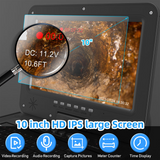 230 ft Pipe Camera with Free Locator, 230ft Self-Leveling Pipe Camera 512Hz Sonde Meter Counter, Built-in Microphone & Speaker, 1080P 10" IPS Monitor, IP68 Waterproof Pipe Inspection Camera with DVR